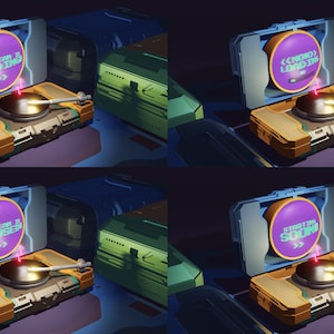 Animated Turntable Stream Screens: Twitch, YouTube, Facebook (MP4, PNG)