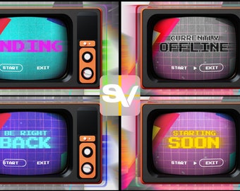 Retro TV Animated Stream Screens: Twitch, YouTube, Facebook
