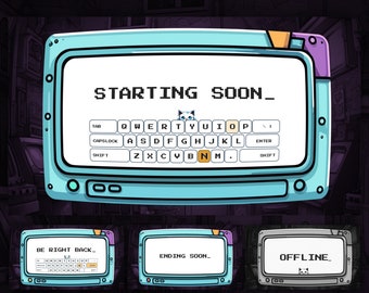 Cozy Twitch Overlay Stream Lofi theme with Animated cat animal screens Vtuber Friendly