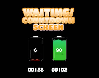 animated Battery Screen countdown and waiting screen with animation for Twitch Youtube Facebook