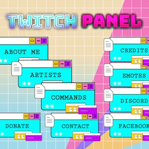 Retro Desktop Twitch Banner and Panels, Custom Twitch Panels