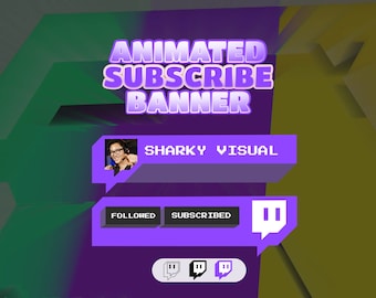 Custom Animated Subscribe & Follow Banner for Twitch, lower third part with Smooth Motion 60fps, Instagram YouTube Tiktok