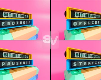 Animated Stream Screens: Starting Soon, Ending, Offline, Paused (MP4, JPEG)
