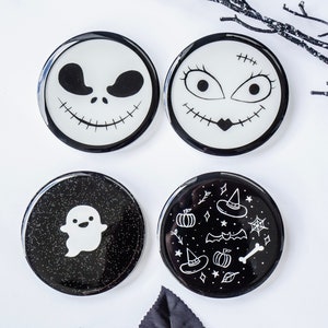 Halloween Small Round Resin Coaster-  Hand Made - Hand Drawn