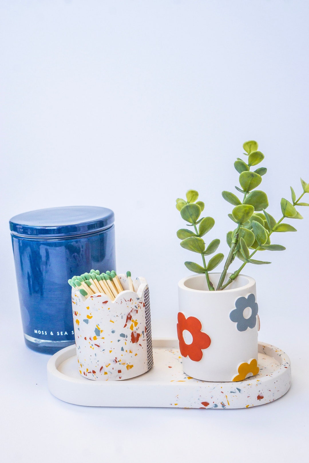 Terrazzo Pot Tray Set Flower Pot Pen Holder Jesmonite Etsy