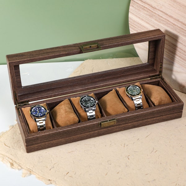 Custom Designs Watch Organizer, Watch Storage Case, Watch Box, Holds 6 10 12 Watches, Christmas Gift, Best Man's Gift, Gift for Him