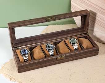 Custom Designs Watch Organizer, Watch Storage Case, Watch Box, Holds 6 10 12 Watches, Christmas Gift, Best Man's Gift, Gift for Him