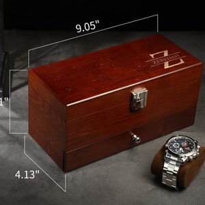 Boîte de montre pour hommes, boîtier de montre personnalisé, cadeau Groomsman, cadeau du meilleur homme, cadeau de Noël, support de montre de boîte à bijoux rétro, vitrine de montre image 3