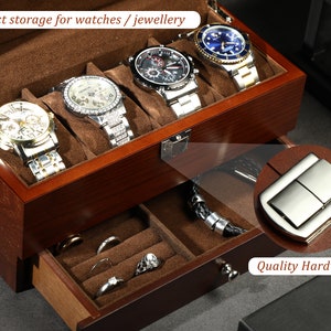 Boîte de montre pour hommes, boîtier de montre personnalisé, cadeau Groomsman, cadeau du meilleur homme, cadeau de Noël, support de montre de boîte à bijoux rétro, vitrine de montre image 8