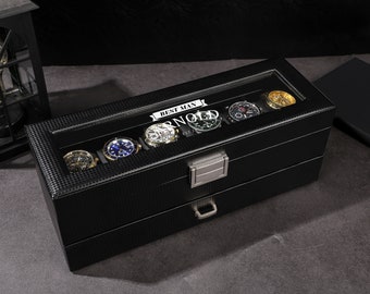 Watch Box for Men, Custom Watch Case, Groomsman Gift, Best Man Gift, Father's Day Gift, Watch Holder, Black Watch Box, Watch Display Case