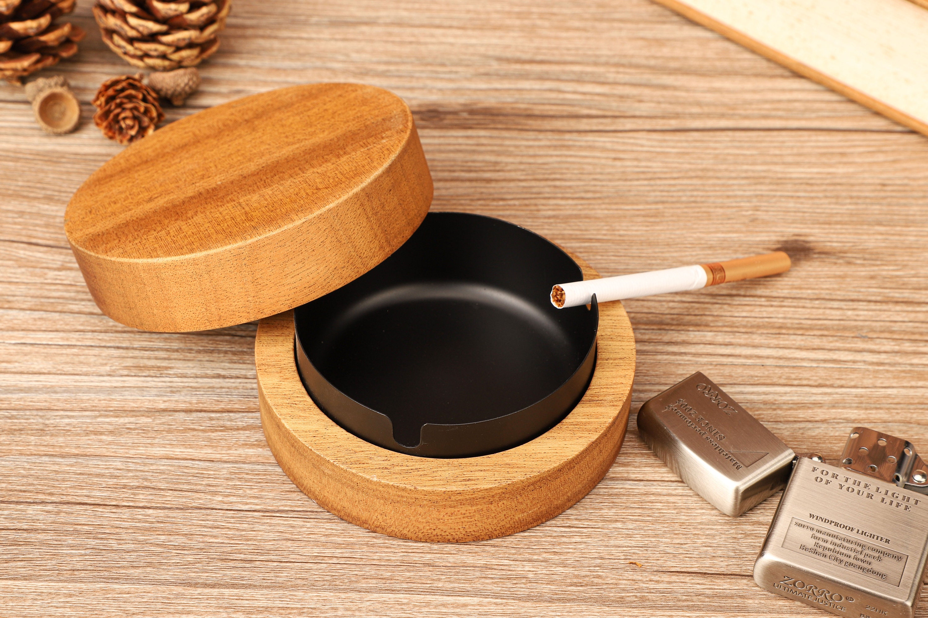 Custom Ashtray Wooden Ashtray With Lid Engraved Ashtray Etsy