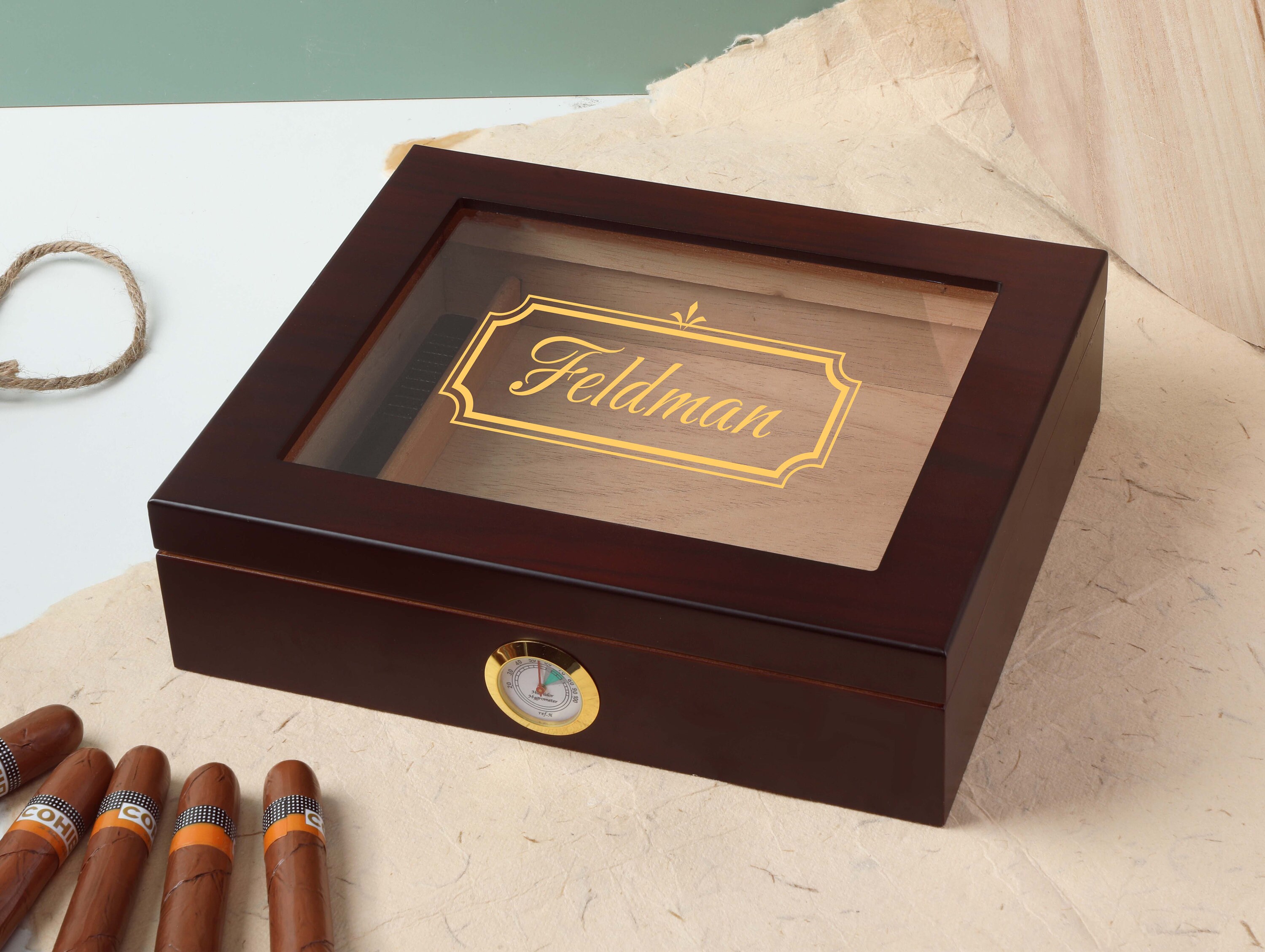 Personalized Cigar Box Engraved Glass Top Cigar Humidor Box Etsy UK