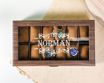 Personalized Watch Box, Holds6 10 12Watches, Watch Case, Watch Organizer, Watch Storage Case, Christmas Gift, Best Man's Gift, Gift for Him