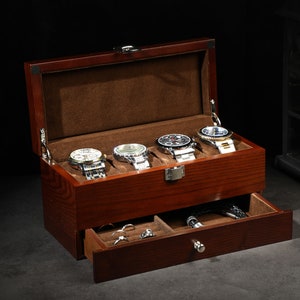 Boîte de montre pour hommes, boîtier de montre personnalisé, cadeau Groomsman, cadeau du meilleur homme, cadeau de Noël, support de montre de boîte à bijoux rétro, vitrine de montre image 1