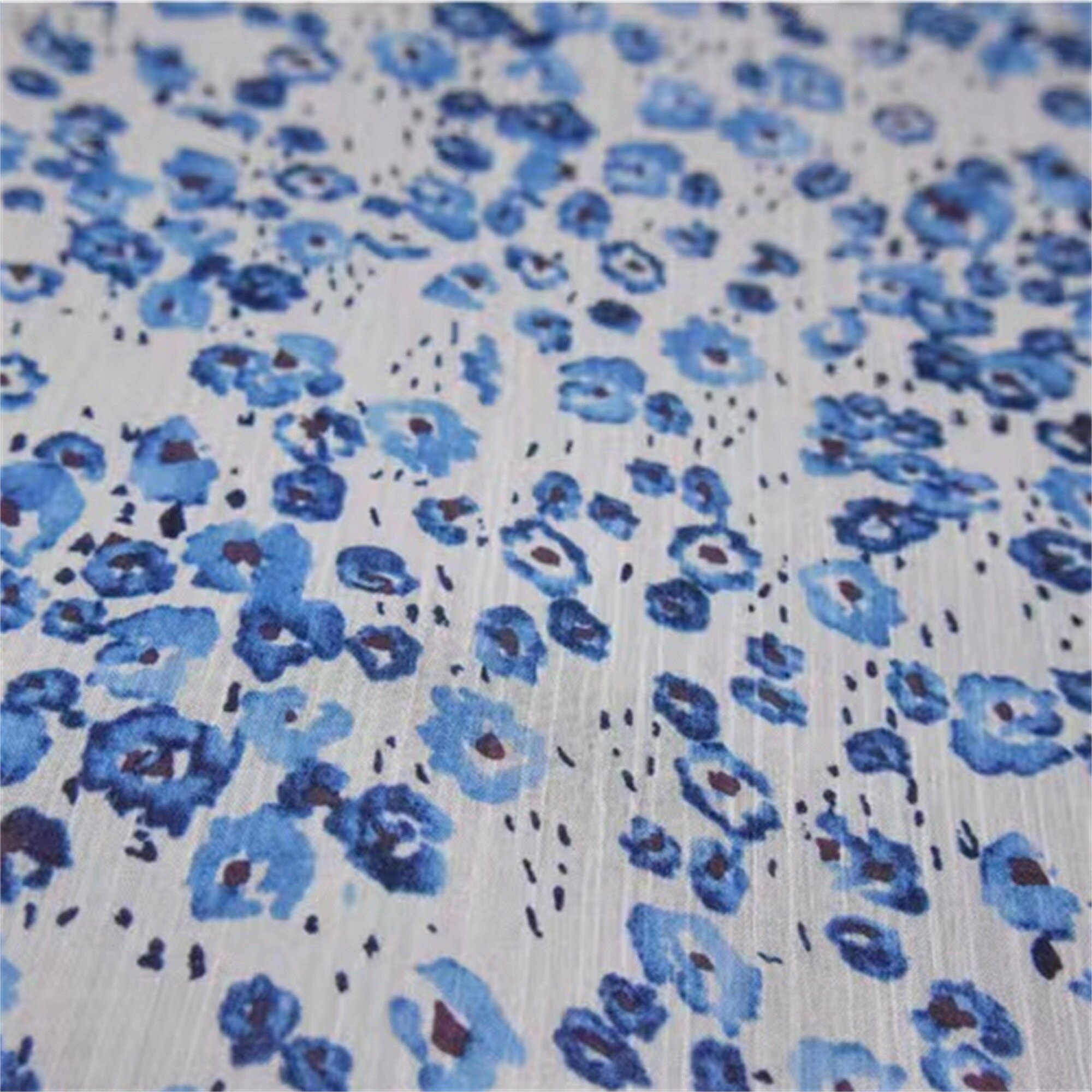 Pre-Cut Chiffon Floral Print Fabric By Yard | Ready To Ship | French Blue Posey