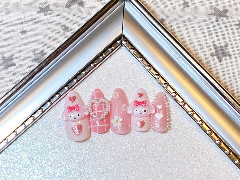 Sanrio My Melody Cute Pink Japanese Nail-art Press-on Gel - Etsy