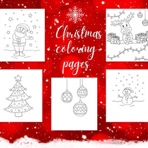Set of 5 Christmas Coloring Pages