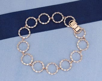 Gold Plated CZ Baguette Diamond Rings Bracelet, Tennis Bracelet, Bridal Bracelet, American Diamonds, Fancy Bracelet - Ready to ship
