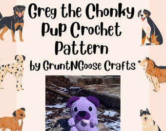 Chonky Pup Crochet Pattern, Easy Crochet Pattern, Beginner Crochet Pattern, Small Crochet Pattern, Pug Crochet Pattern, Dog Crochet Pattern