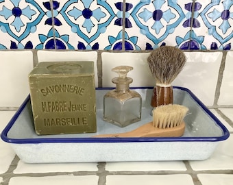 Plat ou plateau rectangulaire,bleu en tôle émaillée  vintage