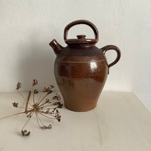 Cruche Ancienne (cargoulette) En Terre Cuite Vernissée - Poterie Française Traditionnelle, Vintage