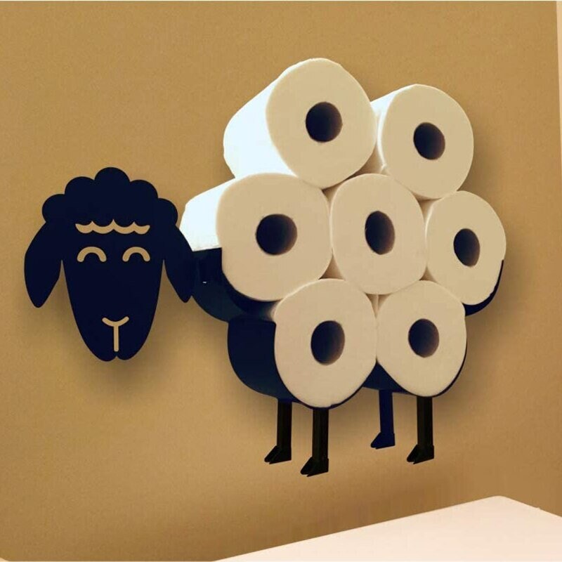Toilet Paper Roll Rack Sheep Bathroom Wall Mounted Storage Metal Mount
