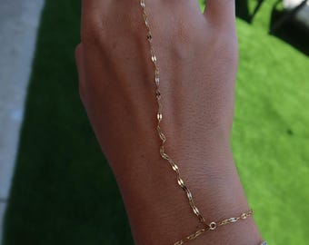 18k Gold Plated Hand Chain, Diamond Cut Chain, Dainty Hand Chain Bracelet, Minimalist Sparkly Chain Jewelry, Anto Tarnish Chain