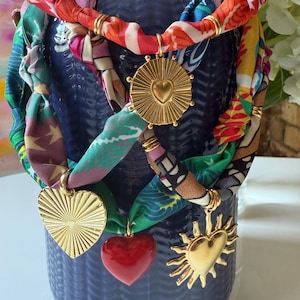 Scarf Charm Necklace, Custom Scarf Pendant Necklace, Trendy Scarf Jewelry, Fabric Pendant Necklace, Gift for Her
