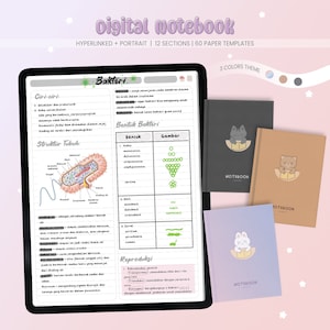 Süßes Digitales Notizbuch | Verlinktes digitales Notizbuch | Kawaii Notizbuch | Goodnotes, Notability, Xodo