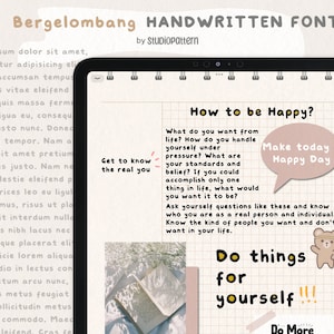 Bergelombang Handwritten Font for Digital Planning, Note-taking - cute handwriting font