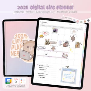 2025 Digital Planner | Cute Planner | Daily Planner, Weekly Planner, Monthly Planner | Notepad Goodnotes Notability | iPad Planner