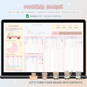 Google Sheets Budget Planner: Monthly Budget Spreadsheet, Paycheck Tracker (Digital Download)
