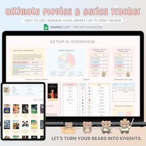 Ultimate Movies & SeriesTracker Google Sheet Template | Watching Journal Spreadsheet  |  Review + Rating Journal Template