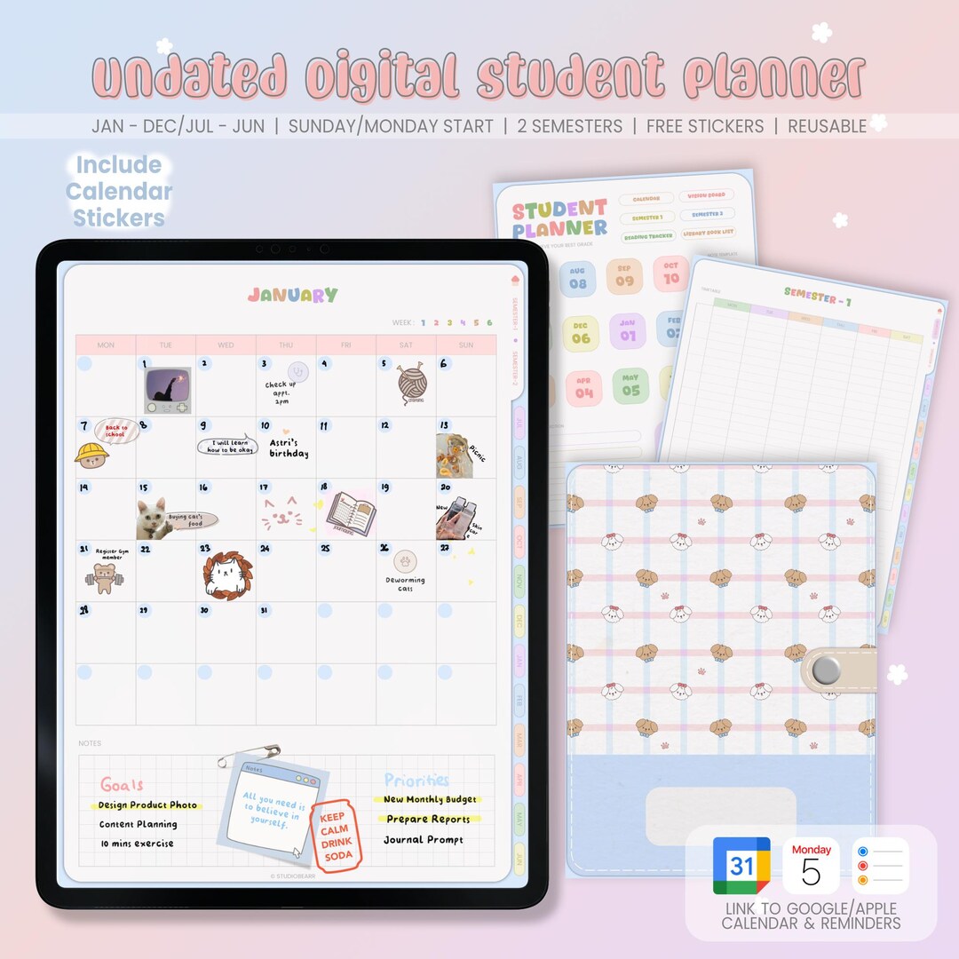 Adhd-friendly Undated Student Digital Planner | Ipad, Goodnotes (PDF ...