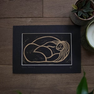 Gaia Göttin Kunst- Erdmutter aus der Griechischen Mythologie | Original Linoldruck 3 Versionen