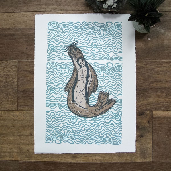 The Selkie Original Linocut Print Limited Edition