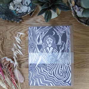 Göttin Coventina Kunstdruck | Britische Göttin Geschenk | Recycelte umweltfreundliche Grußkarte