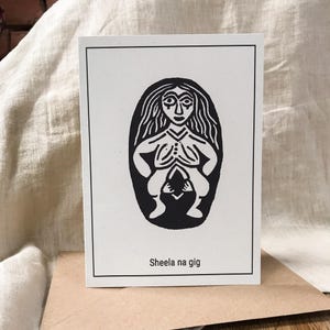 Sheela na gig art Grußkarte |  Recycelte umweltfreundliche Karte | Alter Schatzkarte