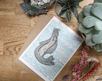 Greeting Card The Selkie Art Print , Recycled eco-friendly card.