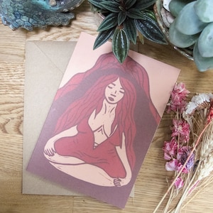 Pele Feuergöttin Kunst Karte | Pelehonuamea Kunst | Recycelte umweltfreundliche Grußkarte.