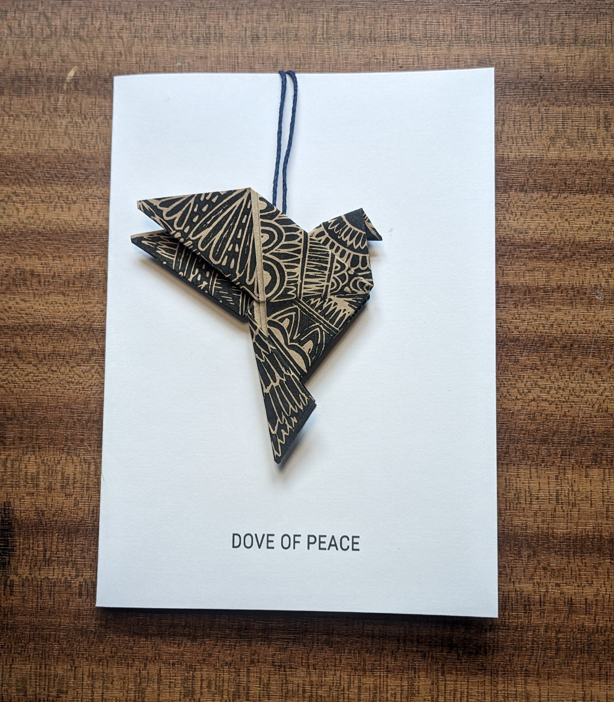 origami decoration peace dove gift hand printed | children at war charity card | eco-friendly lino print card
