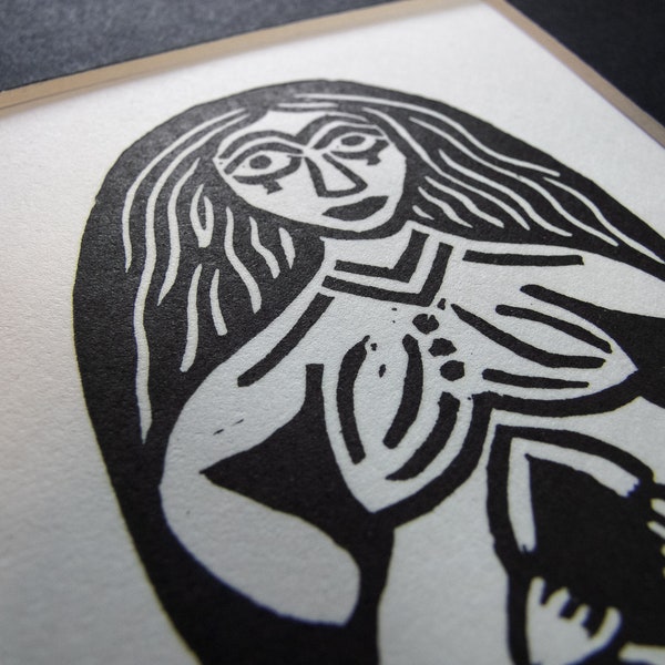Sheela na Gig Altar Goddess Linocut Print