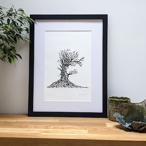 Mythes grecs sur les arbres | Impression linogravure originale The Hag Tree | Mythologie de la dryade