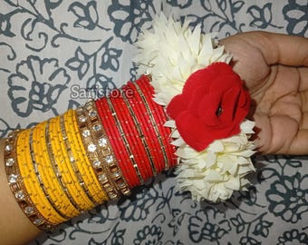 Colorful Indian Metal Bangles Set: Traditional Chooriyan Sawa Do