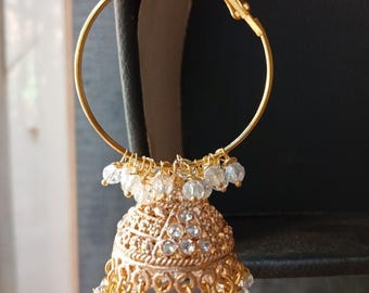 Indian Jhumkiyan, Traditional Pakistani jhumkay, Wedding Jewelry, gold base jhumki, heavy Jhumka, multicoloured jhumkay, red jhumka, green