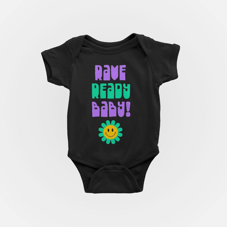 Baby First Rave Sticker Ready to Rave Baby Onesie Newborn Babygrow 90's Club Cool Baby Rave ...