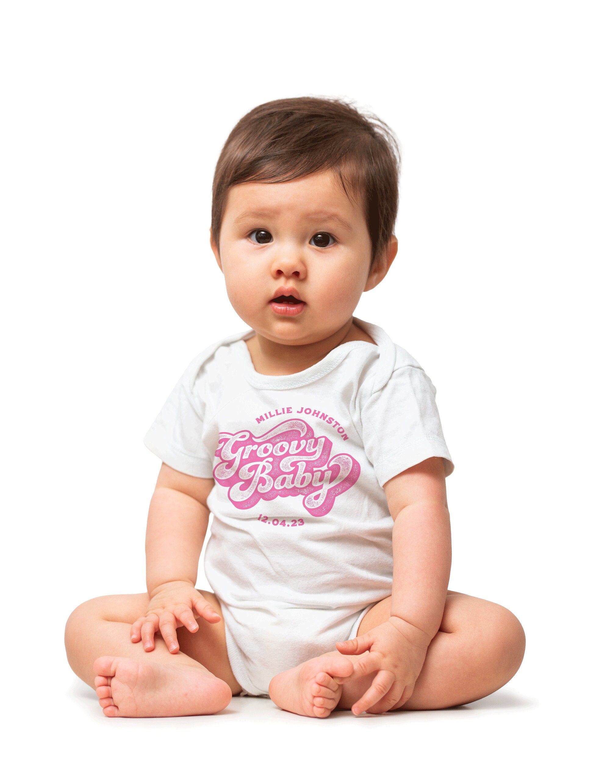 Groovy Baby Personalised babygrow Super Cute Newborn Baby Baby Shower Gift Custom baby Name Bodysuit