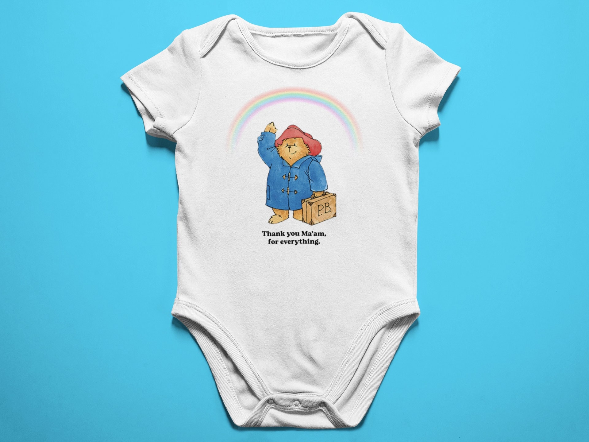 Queen Elizabeth II Paddington Bear Rainbow Memorial Babygrow Her Royal