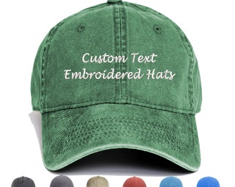 Embroidered hat,Washed-vintage hat,Personalized dad cap,Embroidery logo hat,your own text monogram