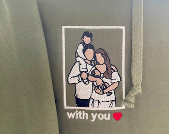 Custom embroidered hoodie shirt, Custom embroidered photo shirt, custom photo embroidered shirt, Custom embroidered photo